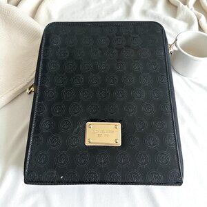 MICHAEL KORS Black Embossed Zip Tablet Padded Travel Case